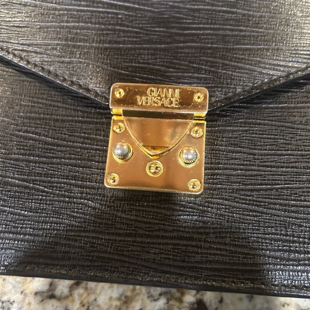 Gianne Versace Black Clutch with Gold Accents with coa - Picture 2 of 12